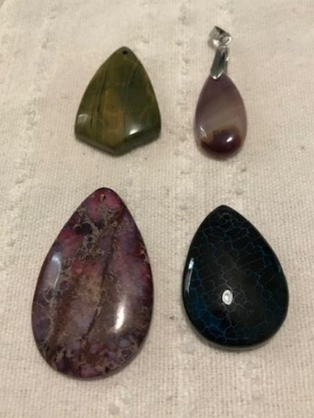 DIY 4 (Four) Agate Gemstone Pendants with Leather Cord Necklaces